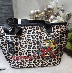 Ed Hardy Leopard Print Lunch Tote with thermal Linning New